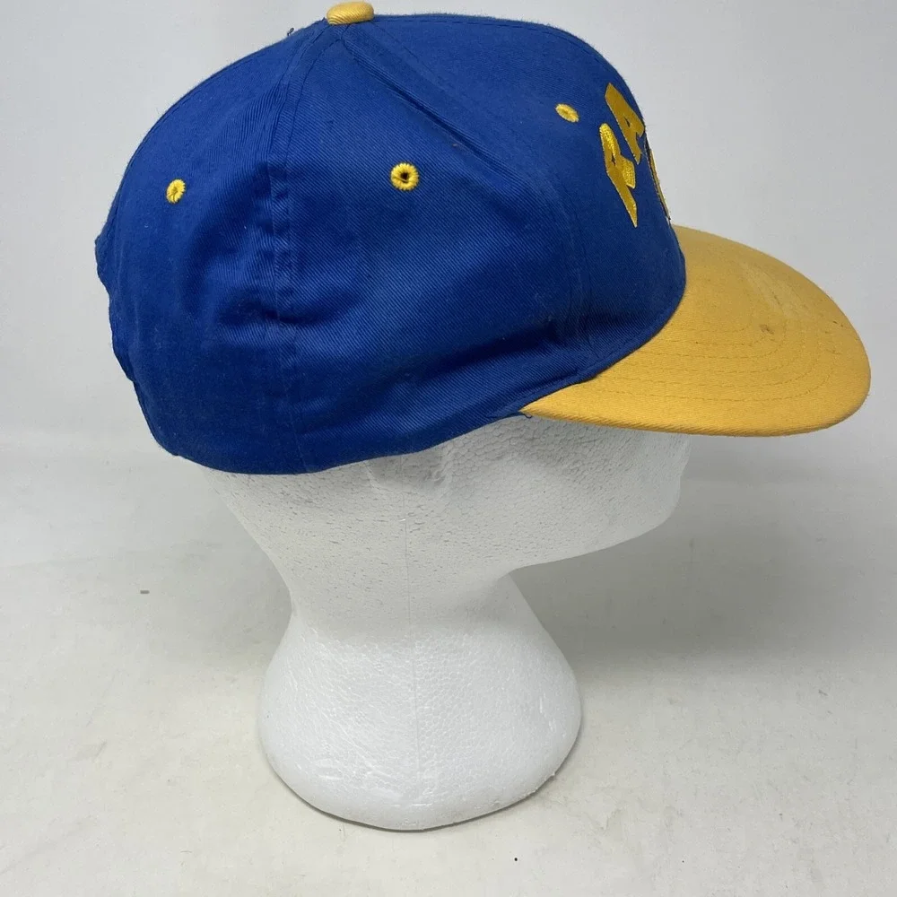VINTAGE 90s Los Angeles Rams Snapback Hat Cap Adjustable Yellow Blue Size Youth